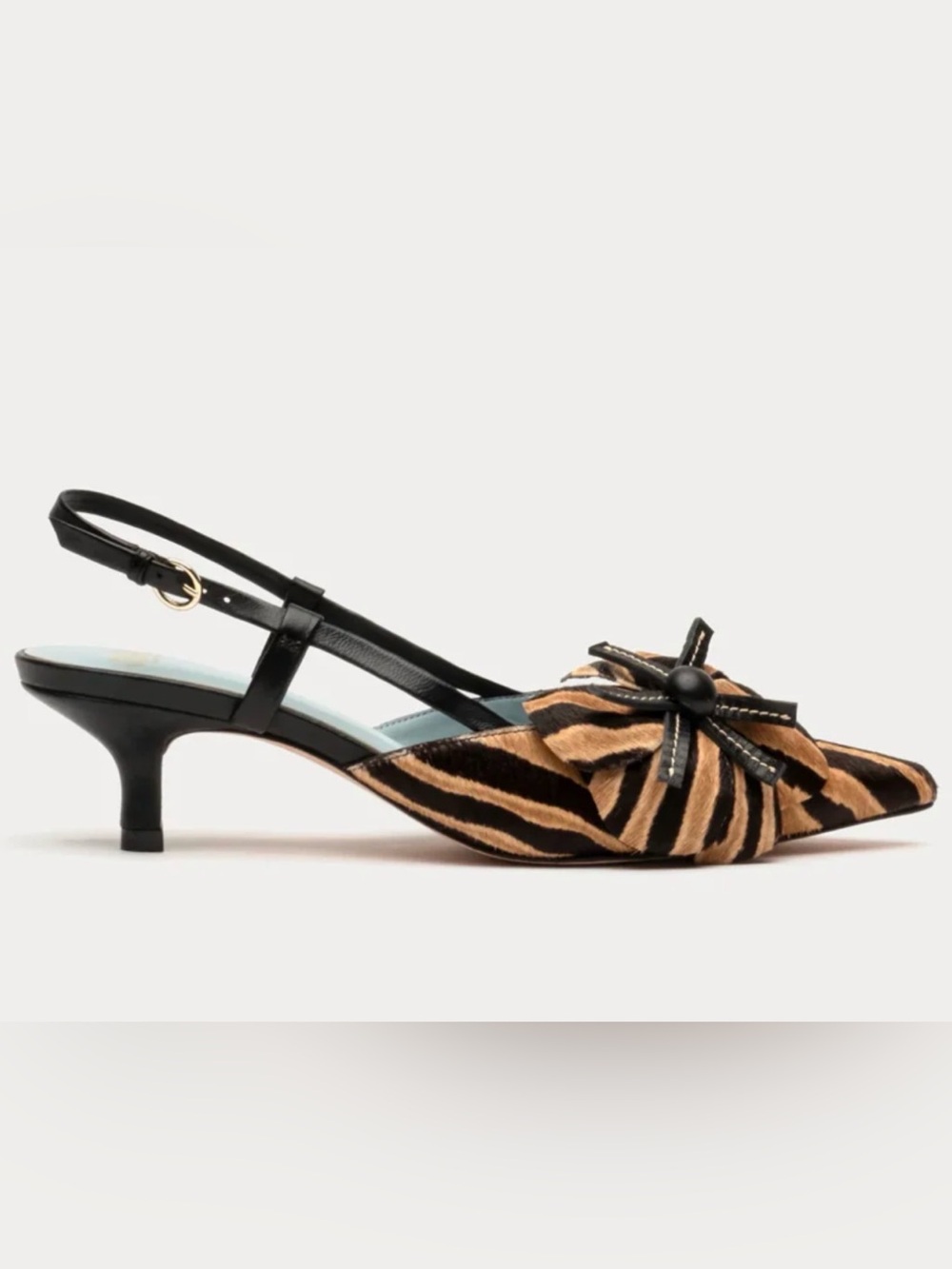 Frances Valentine Flower Kitten Heel Zebra Haircalf